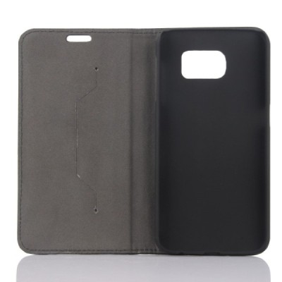 Samsung Galaxy S6 (G920) solidus atverčiamas juodas odinis dėklas - knygutė / Priedai.lt