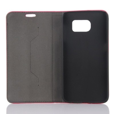 Samsung Galaxy S6 (G920) solīds atvēramais ādas rozs maciņš / Vacins.lv