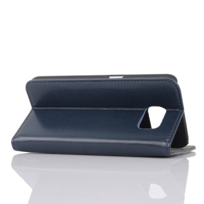 Samsung Galaxy S6 (G920) solīds atvēramais ādas zils maciņš / Vacins.lv