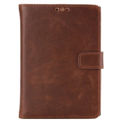 BlackBerry Passport atvēramais ādas tumši brūns retro maciņš (maks) / Vacins.lv