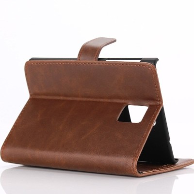 BlackBerry Passport atvēramais ādas tumši brūns retro maciņš (maks) / Vacins.lv