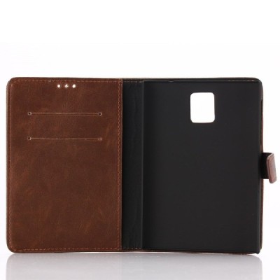 BlackBerry Passport atvēramais ādas tumši brūns retro maciņš (maks) / Vacins.lv