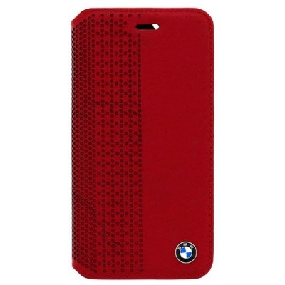 BMW Signature perforuotos odos Apple iPhone 6 (6s) atverčiamas raudonas dėklas - knygutė / Priedai.lt