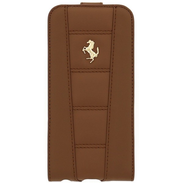 „Ferrari“ 458 vertikaliai atverčiamas odinis dėklas - rudas (iPhone 6 / 6s)