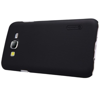 Samsung Galaxy J5 Nillkin Frosted Shield juodas plastikinis dėklas + apsauginė ekrano plėvelė / Priedai.lt