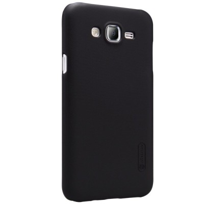 Samsung Galaxy J5 Nillkin Frosted Shield juodas plastikinis dėklas + apsauginė ekrano plėvelė / Priedai.lt