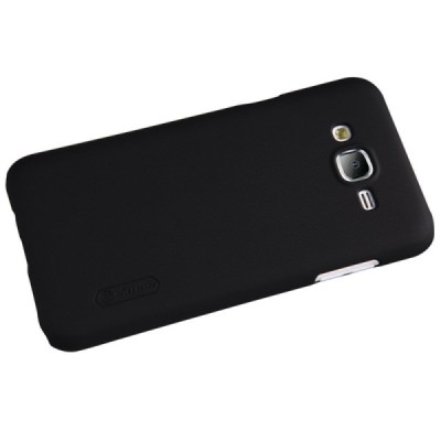 Samsung Galaxy J5 Nillkin Frosted Shield juodas plastikinis dėklas + apsauginė ekrano plėvelė / Priedai.lt