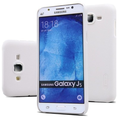 Samsung Galaxy J5 Nillkin Frosted Shield baltas plastikinis dėklas + apsauginė ekrano plėvelė / Priedai.lt