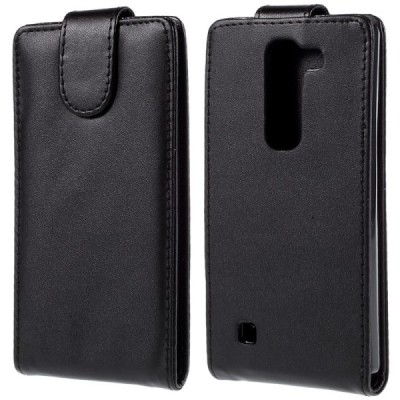 LG G4c (H525) klasisks ādas vertikāli atvēramais melns maciņš / Vacins.lv
