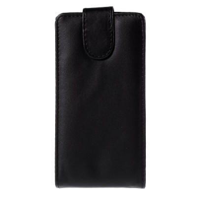 LG G4c (H525) klasisks ādas vertikāli atvēramais melns maciņš / Vacins.lv