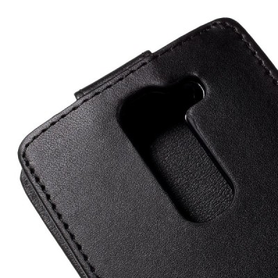 LG G4c (H525) klasisks ādas vertikāli atvēramais melns maciņš / Vacins.lv