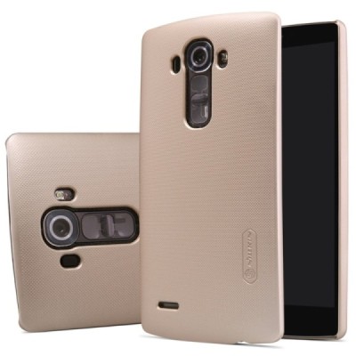 LG G4 Stylus (H635) Nillkin Frosted Shield auksinis plastikinis dėklas + apsauginė ekrano plėvelė / Priedai.lt