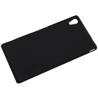 Sony Xperia M4 Aqua Nillkin Frosted Shield melns plastmasas apvalks + ekrāna aizsargplēve / Vacins.lv