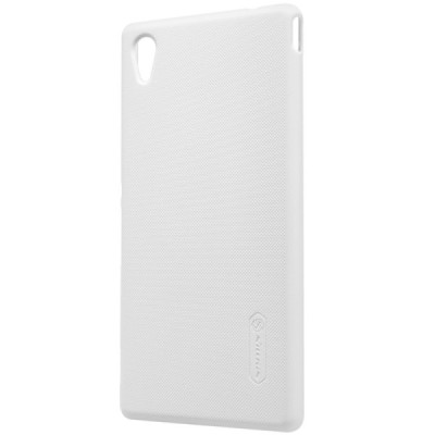 Sony Xperia M4 Aqua Nillkin Frosted Shield baltas plastikinis dėklas + apsauginė ekrano plėvelė / Priedai.lt
