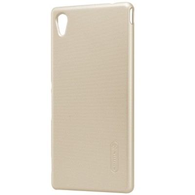 Sony Xperia M4 Aqua Nillkin Frosted Shield zelta plastmasas apvalks + ekrāna aizsargplēve / Vacins.lv