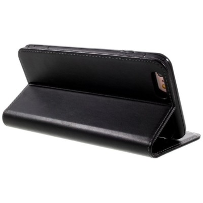 Apple iPhone 6 Plus „2in1“ solīds atvēramais ādas melns maciņš / Vacins.lv