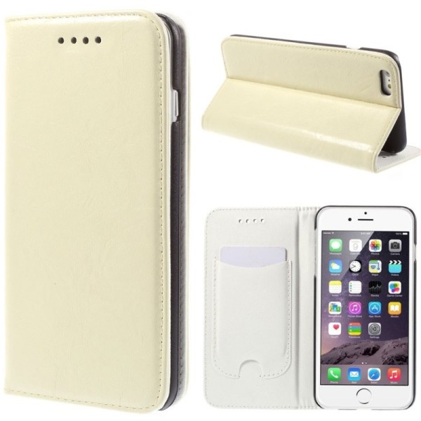 Solīds atvēramais ādas maciņš - smilšains (iPhone 6 Plus / 6s Plus)