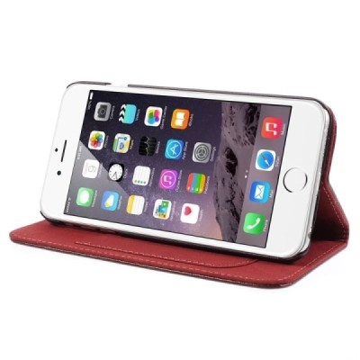 Apple iPhone 6 Plus solidus atverčiamas rudas odinis dėklas - knygutė / Priedai.lt