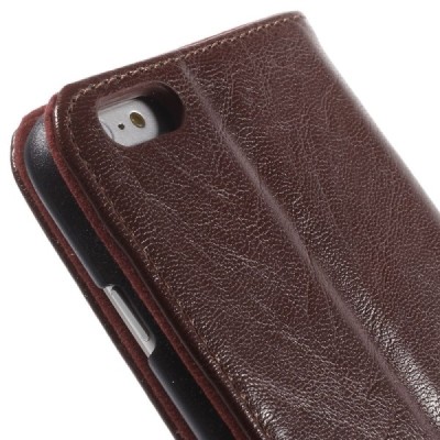 Apple iPhone 6 Plus solidus atverčiamas rudas odinis dėklas - knygutė / Priedai.lt