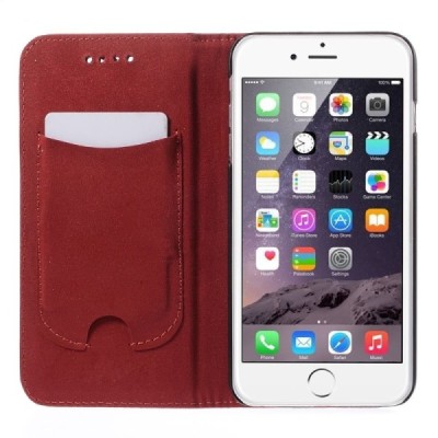 Apple iPhone 6 Plus solidus atverčiamas rudas odinis dėklas - knygutė / Priedai.lt