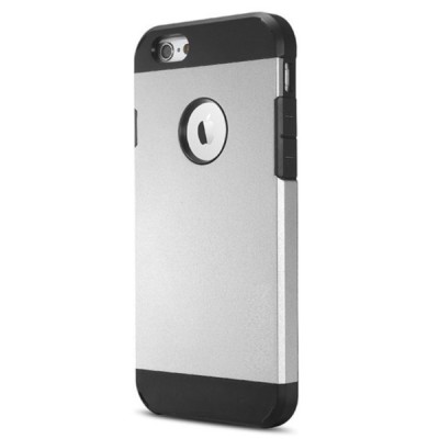 Sustiprintos apsaugos Apple iPhone 6 Plus (6s Plus) sidabrinis kieto silikono (TPU) ir plastiko dėklas / Priedai.lt