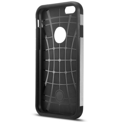 Sustiprintos apsaugos Apple iPhone 6 Plus (6s Plus) sidabrinis kieto silikono (TPU) ir plastiko dėklas / Priedai.lt