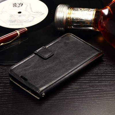 Sony Xperia E4g atverčiamas juodas odinis dėklas - piniginė / Priedai.lt