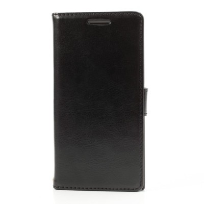 Atvērams ādas melns Huawei Ascend P6 maciņš / Vacins.lv