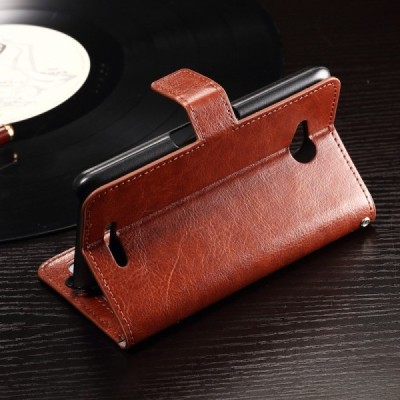 Sony Xperia E4g atvēramais ādas brūns maciņš (maks) / Vacins.lv