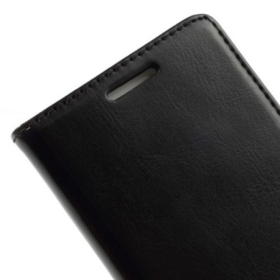 Atvērams ādas melns Huawei Ascend P6 maciņš / Vacins.lv