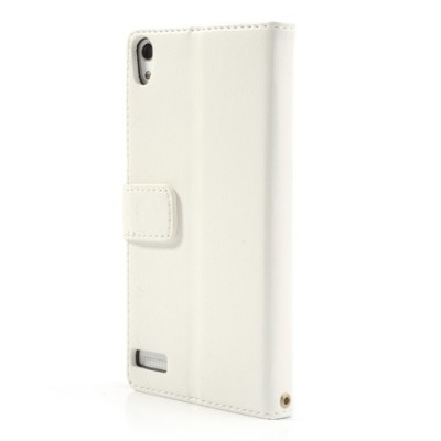 Atvērams ādas balts Huawei Ascend P6 maciņš / Vacins.lv