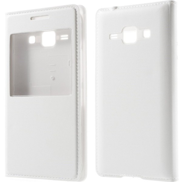 „View Window“ atverčiamas dėklas - baltas (Galaxy J1 2015)