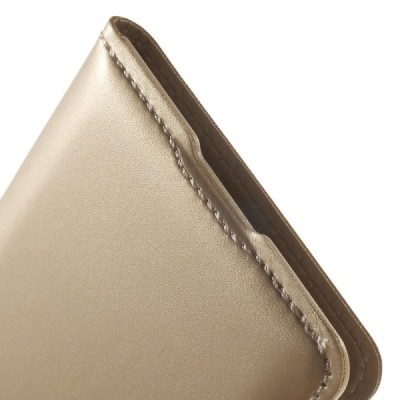 Samsung Galaxy J1 auksinis odinis atverčiamas „Smart Window“ dėklas su langeliu / Priedai.lt