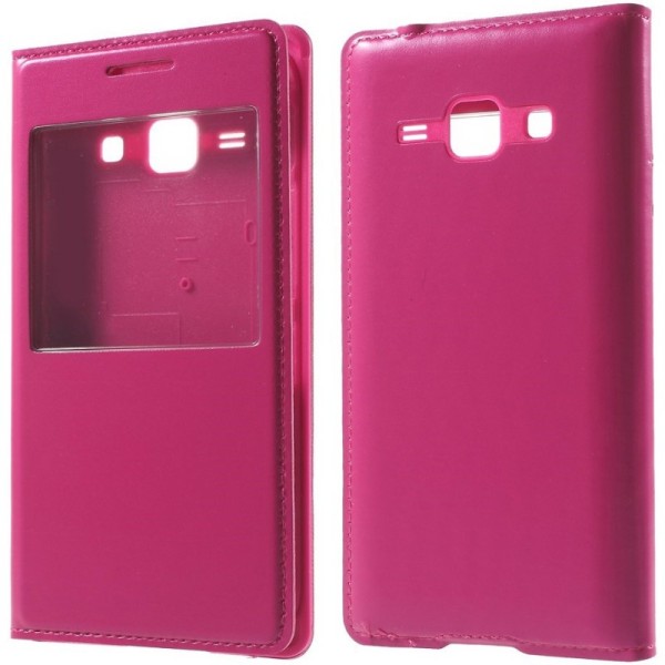 „View Window“ atverčiamas dėklas - rožinis (Galaxy J1 2015)