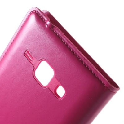 Samsung Galaxy J1 rožinis odinis atverčiamas „Smart Window“ dėklas su langeliu / Priedai.lt