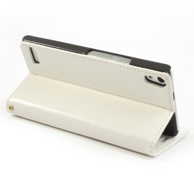 Atvērams ādas balts Huawei Ascend P6 maciņš / Vacins.lv