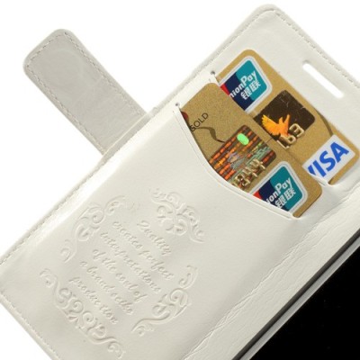 Atvērams ādas balts Huawei Ascend P6 maciņš / Vacins.lv