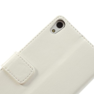 Atvērams ādas balts Huawei Ascend P6 maciņš / Vacins.lv