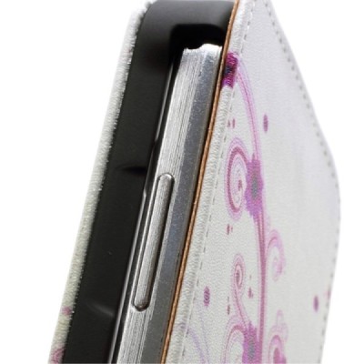 Samsung Galaxy S Duos 2 S7582, S Duos S7562, Trend S7560, Trend Plus S7580 vertikāli atvēramais puķains balts maciņš / Vacins.lv