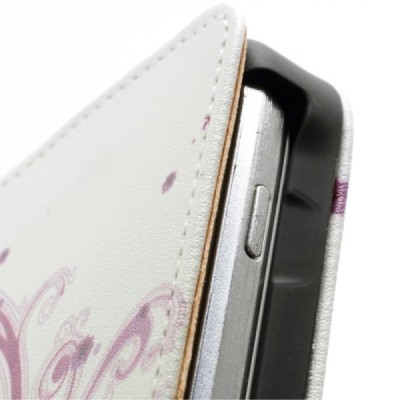 Samsung Galaxy S Duos 2 S7582, S Duos S7562, Trend S7560, Trend Plus S7580 vertikāli atvēramais puķains balts maciņš / Vacins.lv