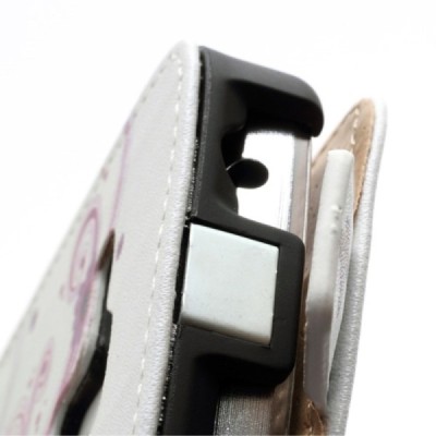 Samsung Galaxy S Duos 2 S7582, S Duos S7562, Trend S7560, Trend Plus S7580 vertikāli atvēramais puķains balts maciņš / Vacins.lv