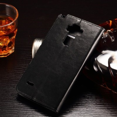 LG G4 Stylus (H635) atvēramais ādas melns maciņš (maks) / Vacins.lv