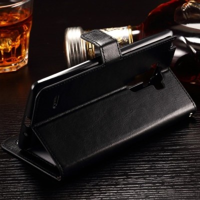 LG G4 Stylus (H635) atvēramais ādas melns maciņš (maks) / Vacins.lv