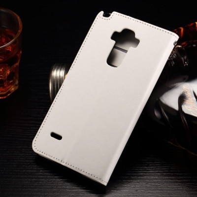 LG G4 Stylus (H635) atvēramais ādas balts maciņš (maks) / Vacins.lv