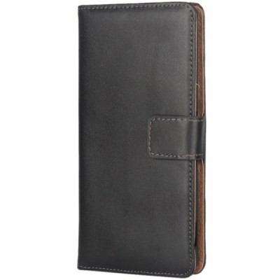 Sony Xperia M4 Aqua atverčiamas juodas odinis dėklas - piniginė / Priedai.lt