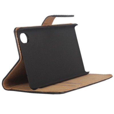 Sony Xperia M4 Aqua atverčiamas juodas odinis dėklas - piniginė / Priedai.lt