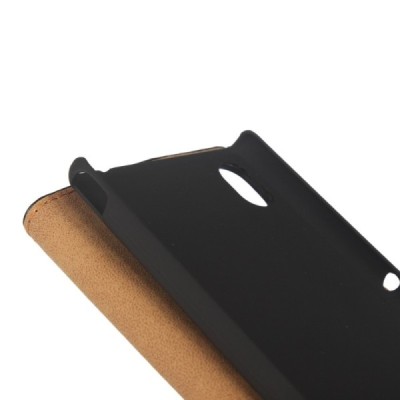 Sony Xperia M4 Aqua atverčiamas juodas odinis dėklas - piniginė / Priedai.lt