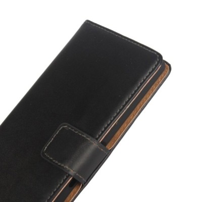 Sony Xperia M4 Aqua atverčiamas juodas odinis dėklas - piniginė / Priedai.lt