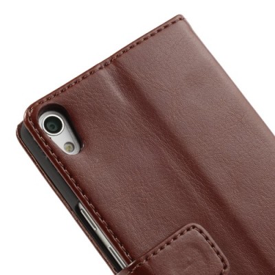 Atvērams ādas brūns Huawei Ascend P6 maciņš / Vacins.lv