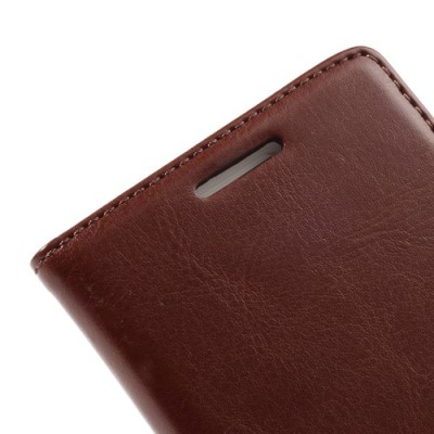 Atvērams ādas brūns Huawei Ascend P6 maciņš / Vacins.lv